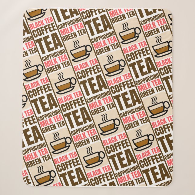 Couverture Sherpa MOTIF THÉ CAFÉ, Sherpa Blanket (Devant)