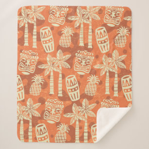 Couverture Sherpa Motif Tiki Rétro Moderne du Milieu du Siècle