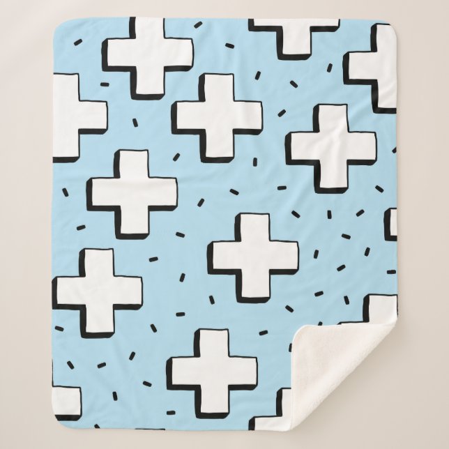 Couverture Sherpa Motif tiré à la main avec panneaux Plus. (Devant)