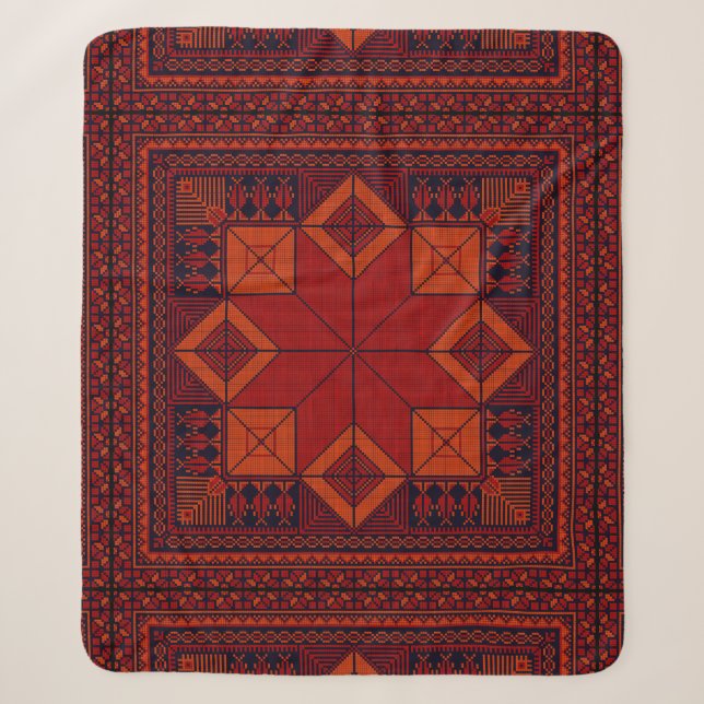 Couverture Sherpa Motif traditionnel Palestine broderie tatreez (Devant)