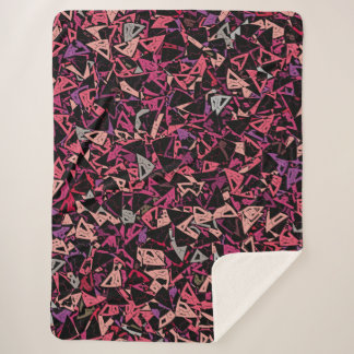 Couverture Sherpa Motif Triangle Rose Violet
