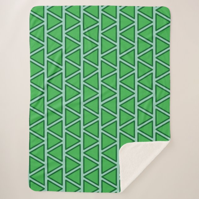 Couverture Sherpa Motif triangle vert trois tons Abstrait (Devant)