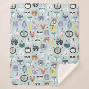Couverture Sherpa Motif tribal mignon de visage