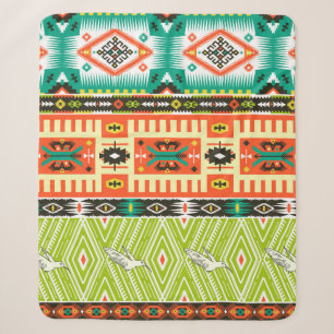 Couverture Sherpa Motif tribal transparent avec éléments géométr