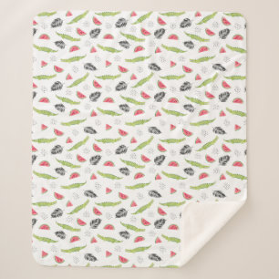Couverture Sherpa Motif tropical de pastèque et de crocodile