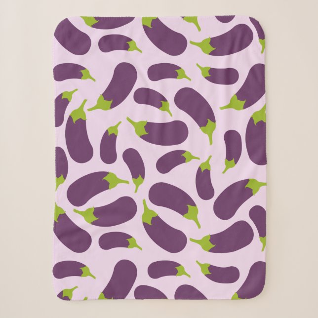 Couverture Sherpa Motif végétal d'aubergine violet végétal Conceptio (Devant)