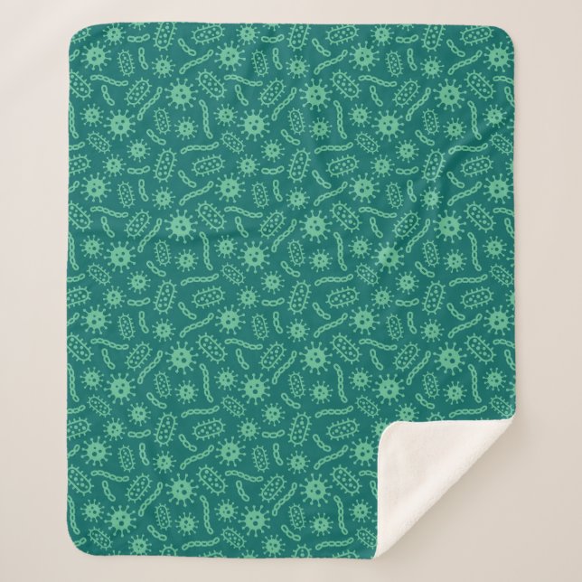 Couverture Sherpa Motif vert de microbes (Devant)