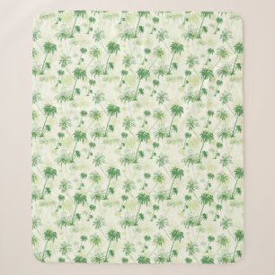 Couverture Sherpa Motif vert de palmier