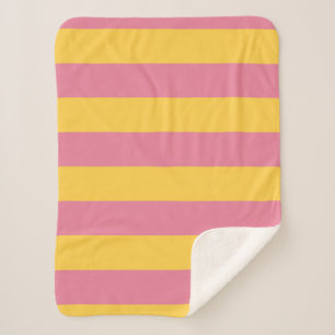 Couverture Sherpa Motif vertical vibrant rose et jaune