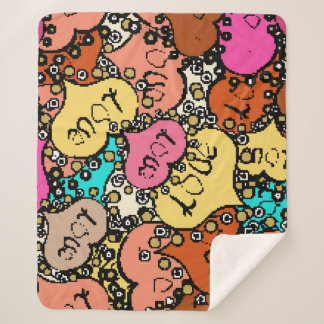Couverture Sherpa Motif vintage subtil avec minuscule orange, noir e
