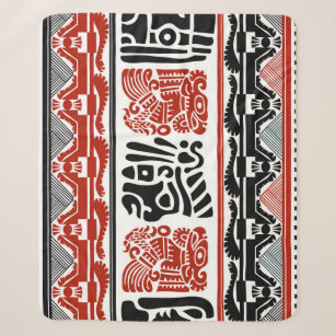 Couverture Sherpa Motifs indiens, rouge noir, motif sans couture.