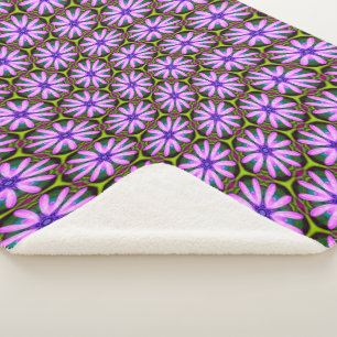 Couverture Sherpa Motifs marguerite violet