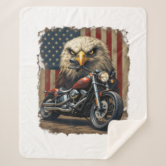 Couverture Sherpa Motorcycle USA Flag Retro Biker Chopper
