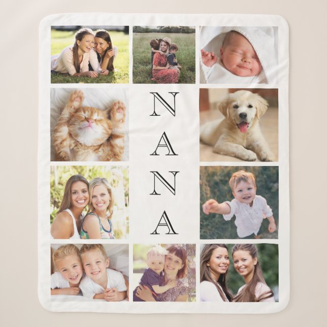 Couverture Sherpa Nana Multi-Photo Collage Personnalisé (Devant)
