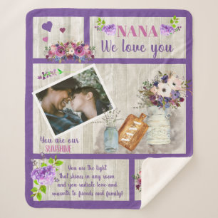 Couverture Sherpa Nana We Love You Photo Floral   Texte du script de