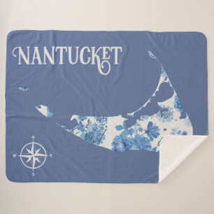 Couverture Sherpa Nantucket bleu et blanc Sherpa Blanket