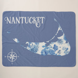 Couverture Sherpa Nantucket bleu et blanc Sherpa Blanket