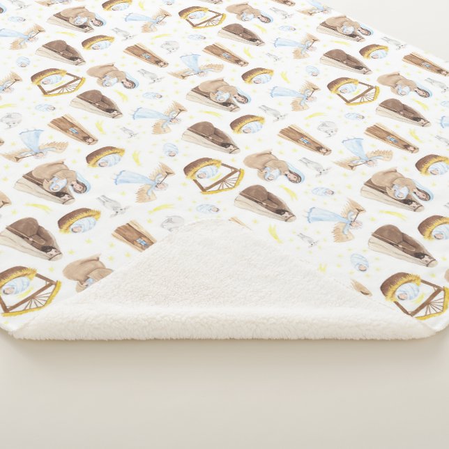 Couverture Sherpa Nativité Silencieuse Noël Sherpa Blanket (3/4)