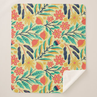 Couverture Sherpa Nature Foliage : Floral Motif sans joint.