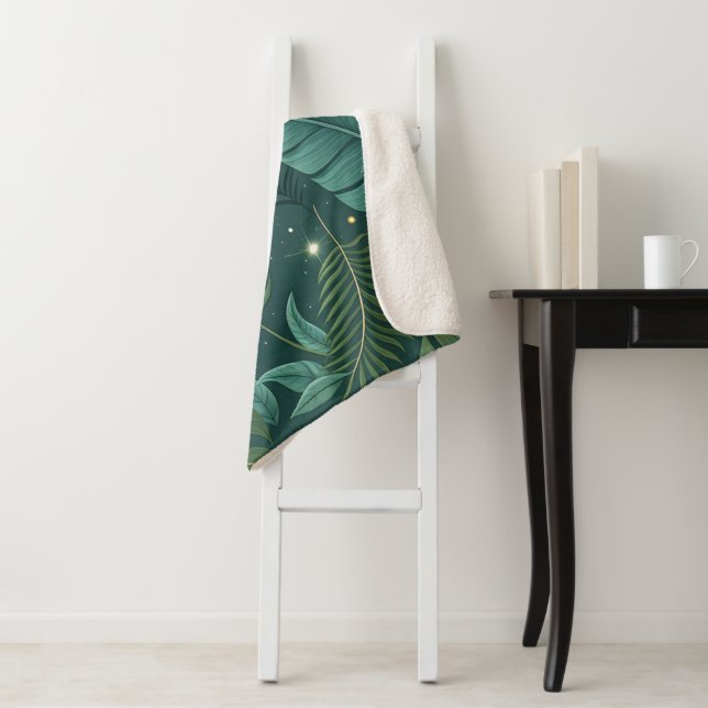 Couverture Sherpa Nature-Inspired Tropical Leaves Seamless Pattern (En situation)