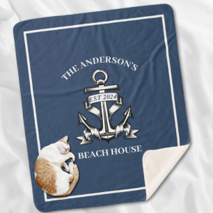 Couverture Sherpa Nautical Beach House Nom de famille Est Ship Ancre