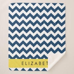 Couverture Sherpa Navy Blue Zigzag, Navy Blue Chevron, Votre nom