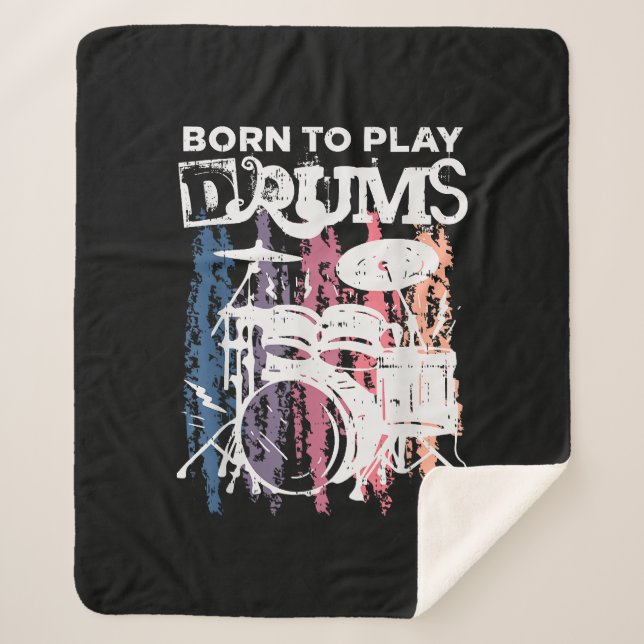 Couverture Sherpa Né Pour Jouer Drumming Rock Music Band Drumme (Devant)