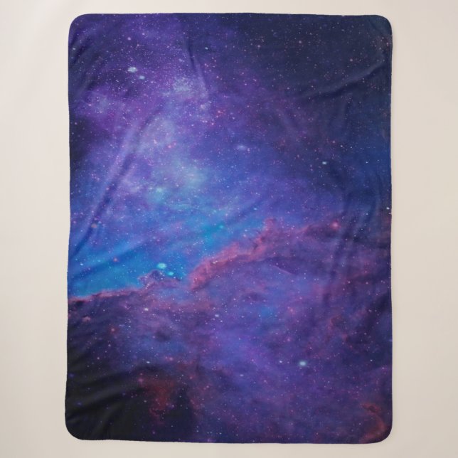 Couverture Sherpa Nebula moderne violet et bleu profond de l'espace (Devant)