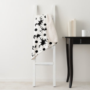 Couverture Sherpa Négative Space Daisées blanc sur noir
