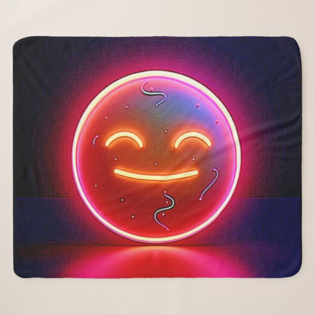 Couverture Sherpa Neon Glow Happy Face Art (Devant (Horizontal))