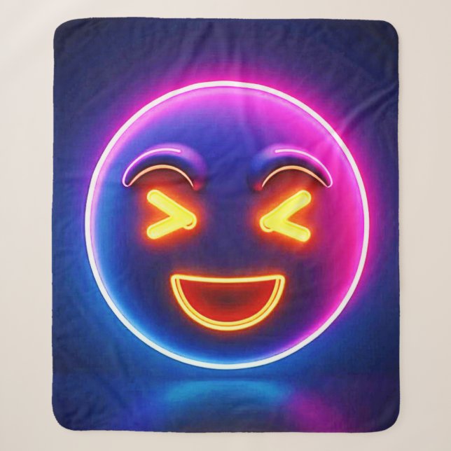 Couverture Sherpa Neon Laughing Emoji Joy (Devant)