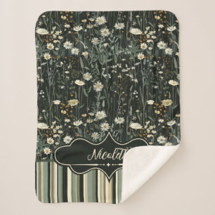 Couverture Sherpa Nicolette Dark Daisy Floral Strié