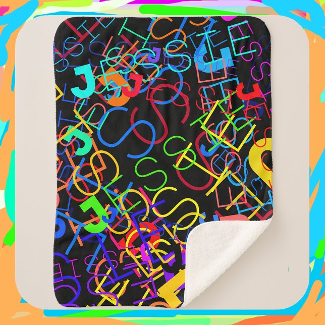 Couverture Sherpa N'importe quel nom Personnalisable Couleurs vives  (Créateur téléchargé)