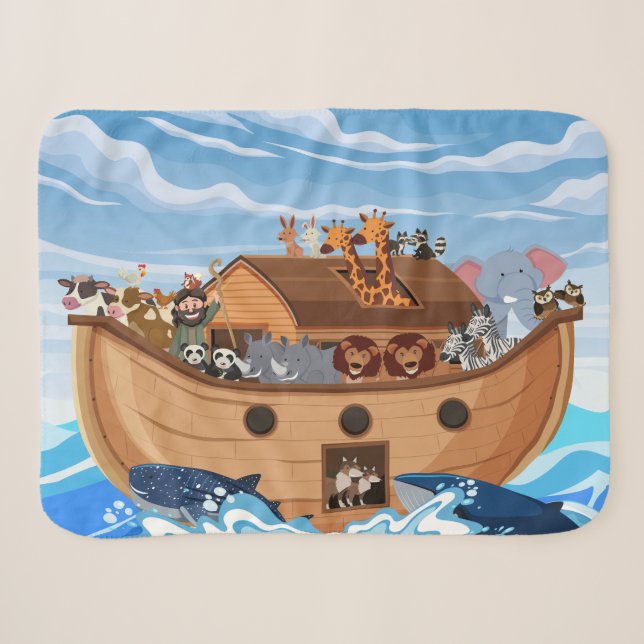 Couverture Sherpa Noah's Ark Sherpa Fleece Blanket pour enfants (Devant (Horizontal))