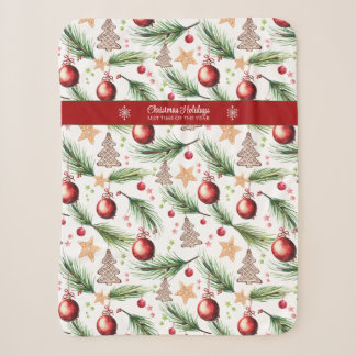 Couverture Sherpa Noël Aquarelle Vacances Décoration Motif