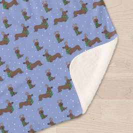 Couverture Sherpa Noël Dachshund Reindeer mignon Motif