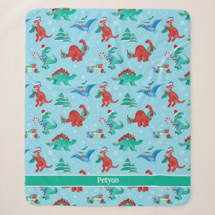 Couverture Sherpa Noël Dinosaure Enfants Fun Holiday Personnalisé