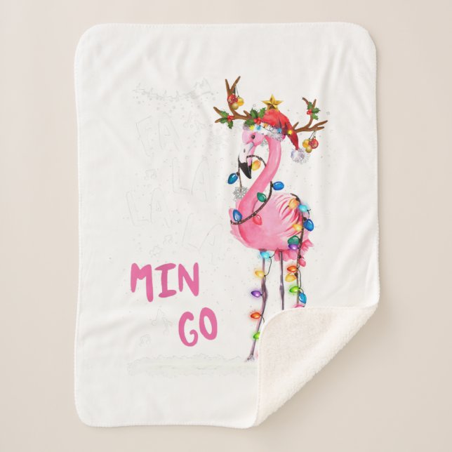Couverture Sherpa Noël - Fa-La-La-Mingo Flamant rose avec Noël (Devant)