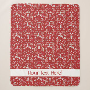 Couverture Sherpa Noël floral des rennes blancs scandinaves