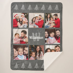 Couverture Sherpa Noël rustique de tableau de monogramme de collage