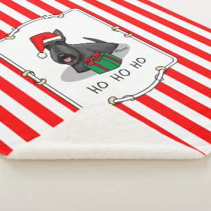 Couverture Sherpa Noël Santa Hat Scottish Terrier (noir) mignonne