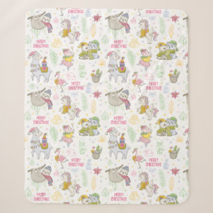 Couverture Sherpa Noël tropical mou