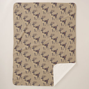 Couverture Sherpa Noël Whimsical Brown Deer