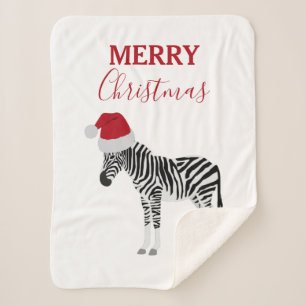 Couverture Sherpa Noël Zebra Funny Animal avec Santa Hat