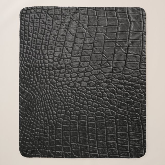 Couverture Sherpa Noir lisse : Cuir Texture Élégance (Devant)