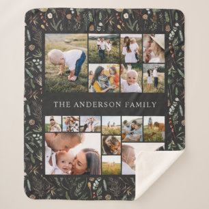 Couverture Sherpa noir moderne élégant 17 photo pampas botanique fle