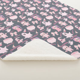 Couverture Sherpa Nom Blanche rose mignonne Halloween