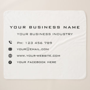 Couverture Sherpa Nom commercial personnalisé Texte Sherpa Blanche M