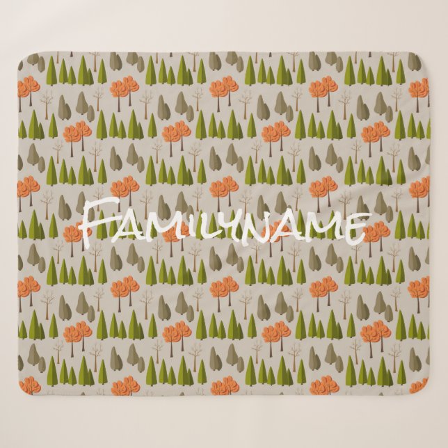 Couverture Sherpa Nom de famille personnalisé Arbre d'automne Motif (Devant (Horizontal))