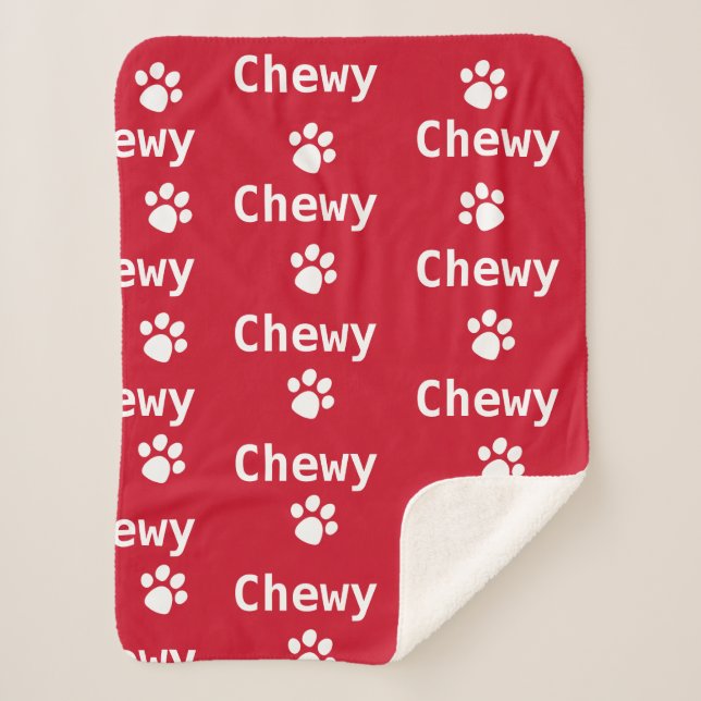 Couverture Sherpa Nom de la patte de chien Rouge Blanc (Devant)